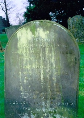 Headstone of John Yarrow, first wife Ann Whiten and grandson John Owen Yarrow at Little Thetford