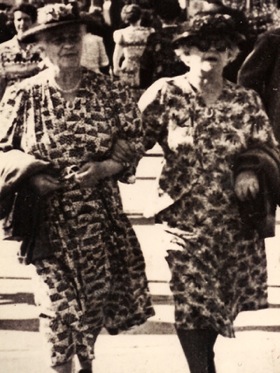 Mary Ann Rayment (née Bishop) with sister Adelaide, c.1945.