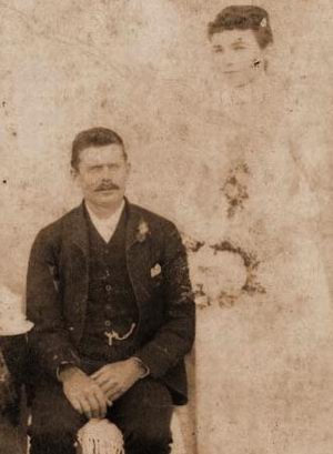 Ephraim Cross and Sarah Elizabeth Buttershaw at their wedding in 1892.