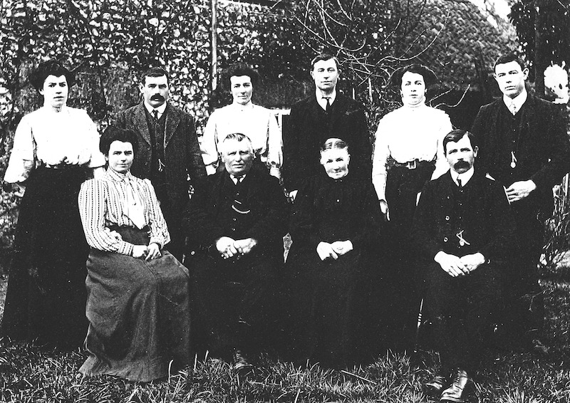 Uriah and Jane Cross with their children c.1911 at Cranwich, Norfolk, England.