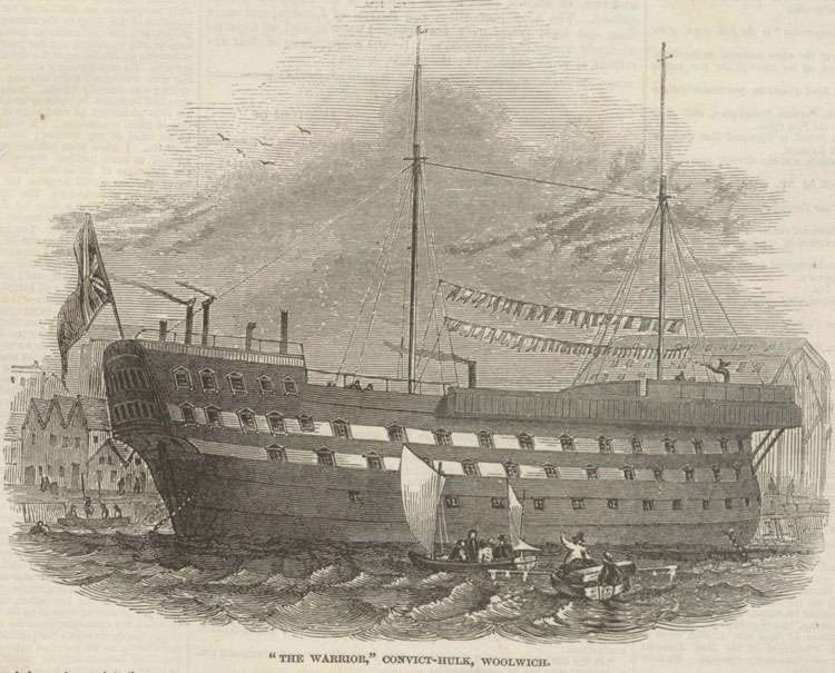 Warrior Prison Hulk moored at Woolwich Warrior Prison Hulk at Woolwich