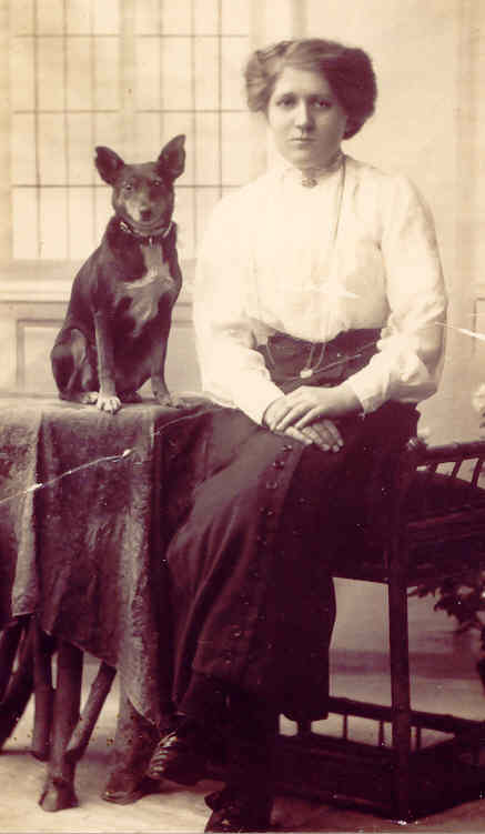 Studio photo of Susan Jane Moden, posing with a dog, circa 1910 Susan Jane Moden posing with dog, circa 1910. Photo: Andrew Martin